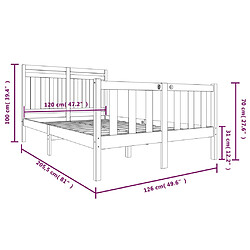 vidaXL Cadre de lit Marron miel Bois massif 120x200 cm pas cher