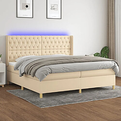 vidaXL Sommier à lattes de lit matelas et LED Crème 200x200 cm Tissu 