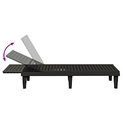 Helloshop26 Transat chaise longue bain de soleil lit de jardin terrasse meuble d'extérieur 155 x 58 x 83 cm polypropylène noir 02_0012783 pas cher