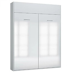 Inside 75 Armoire lit escamotable DYNAMO structure blanc mat façade blanc brillant 160*200 cm