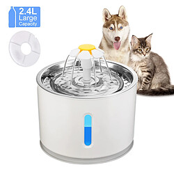 Avis Universal 2.4L Fontaine à chat automatique LED Alimentation électrique silencieuse USB Bol de boisson pour animaux domestiques Animaux domestiques Boisson pour chats et chiens | Fournitures d'arrosage pour l'alimentation des chats (blanc)