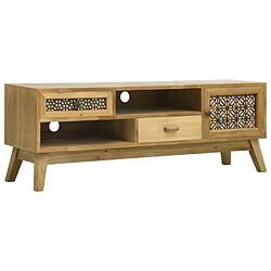 Maison Chic Meuble TV scandinave - Banc TV pour salon Marron sculpté 120x30x42 cm Bois -MN94237