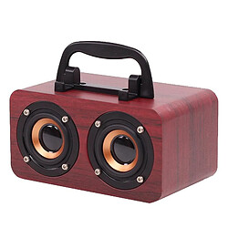 Yonis Enceinte Bluetooth Rétro Puissante Portable Enceinte Bluetooth Retro Bois Son Subwoofer Puissant Autonomie Longue Durée Rouge YONIS