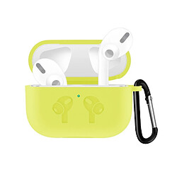 Wewoo Coque Pour AirPods Pro Housse en silicone avec couvercle anti-chute et boucle anti-goutte Jaune 