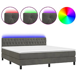 vidaXL Sommier à lattes de lit avec matelas LED Gris foncé 160x200 cm