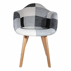 The Home Deco Factory Fauteuil scandinave Patchwork Olga - H. 82 cm - Gris