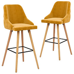 vidaXL Tabourets de bar lot de 2 jaune velours