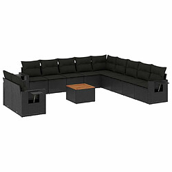 Maison Chic Salon de jardin 12 pcs avec coussins, Ensemble Tables et chaises d'extérieur noir résine tressée -GKD599029