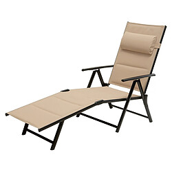 Habitat Et Jardin Chaise longue pliante Hevea en métal et textilène - Beige 