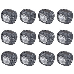 vidaXL Projecteurs solaires à LED forme de pierre 12 pcs 