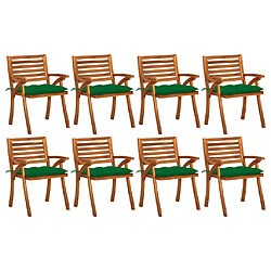 vidaXL Chaises de jardin avec coussins lot de 8 Bois d'acacia solide