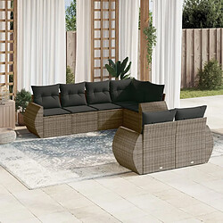 vidaXL Salon de jardin avec coussins 7 pcs gris résine tressée 