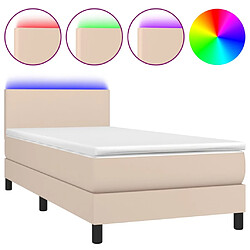 vidaXL Sommier à lattes de lit matelas LED Cappuccino 100x200 cm