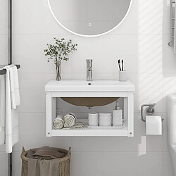 vidaXL Cadre de lavabo de salle de bain vasque à encastrer Blanc Fer 