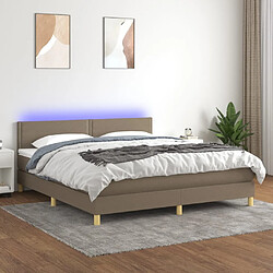 vidaXL Sommier à lattes de lit avec matelas LED Taupe 160x200 cm Tissu