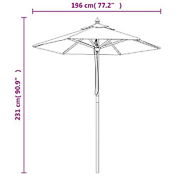 vidaXL Parasol de jardin avec mât en bois sable 196x231 cm pas cher