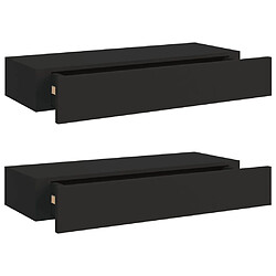 vidaXL Étagères à tiroirs murales 2 pcs Noir 60x23,5x10 cm MDF