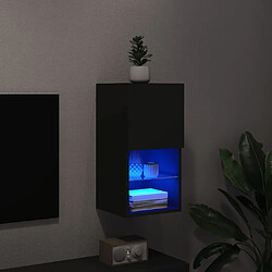 Maison Chic Meuble TV avec lumières LED, Banc TV pour salon, Meuble de rangement noir 30,5x30x60 cm -GKD88241 pas cher