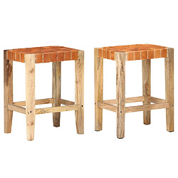 vidaXL Tabourets de bar lot de 2 marron cuir véritable 60 cm 