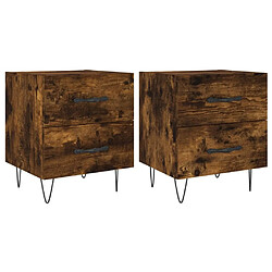 Maison Chic Lot de 2 Tables de chevet - Tables de Nuit chêne fumé 40x35x47,5cm bois d’ingénierie