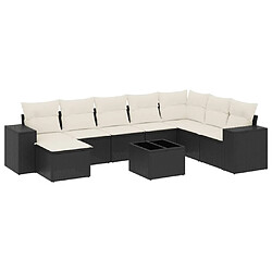 Maison Chic Ensemble Tables et chaises d'extérieur 9 pcs avec coussins,Salon de jardin noir résine tressée -GKD387295