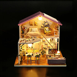 DIY Kit Dollhouse Miniature avec des Meubles Kits 3D En Bois Miniature Maison-2 Histoires Miniature Poupées Maison Chalet Bâtiment Modèle pas cher