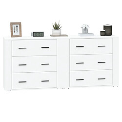 Avis vidaXL Buffets 2 pcs blanc bois d'ingénierie