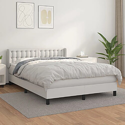 vidaXL Sommier à lattes de lit avec matelas Blanc 140x190cm Similicuir