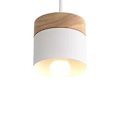 Wewoo Suspension luminaire Lustre Lampe Suspendue Seau en bois massif naturel plafonnier pour chambre salon étude restaurant bar café maison couloir blanc