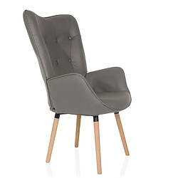 Avis Fauteuil à oreilles / fauteuil vintage HAVENIO I tissu gris hjh LIVING