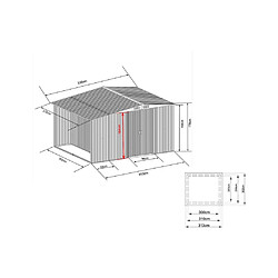 Vente-Unique Abri de jardin métal avec abri bûche en acier galvanisé gris 10,29 m² - LERY pas cher