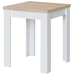 Pegane Table de cuisine extensible coloris chêne canadien / blanc artic - Hauteur 79 x longueur 67/134cm x profondeur 67 cm