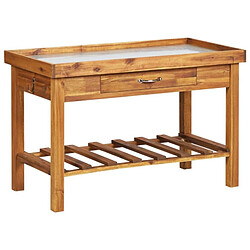 vidaXL Table de jardin avec dessus en zinc Bois solide d'acacia 