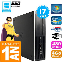 PC HP Compaq 8300 SFF Core I7-2600 Ram 4Go Disque 480 Go SSD Graveur DVD Wifi W7 - Occasion