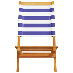 Acheter vidaXL Chaises de jardin lot de 2 bleu/blanc bois acacia massif tissu