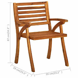 Maison Chic Lot de 2 Chaises à dîner de jardin avec coussins,Fauteuil/Chaises à manger d'extérieur Acacia massif -MN15115 pas cher