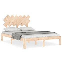 Maison Chic Cadre/structure de lit avec tête de lit pour adulte - Lit Moderne Chambre 120x200 cm bois massif -MN29297