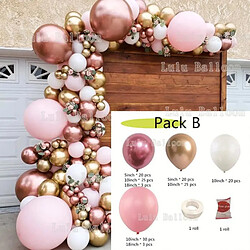 Euro Mega 148 pcs Kit d'arche en guirlande ballons décorations de mariage de fête prénatale ballon rose blanc or