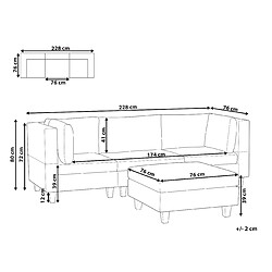 Avis Beliani Canapé 3 places avec ottoman en tissu noir UNSTAD