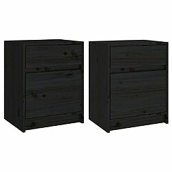 Maison Chic Lot de 2 Tables de chevet - Tables de Nuit Noir 40x31x50 cm Bois de pin massif