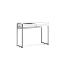 Alter Bureau linéaire avec deux tiroirs, couleur blanche, Dimensions 101 x 76,5 x 40 cm