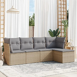 vidaXL Salon de jardin avec coussins 5 pcs beige résine tressée 