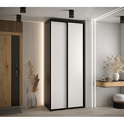 Abiks Meble Armoire à portes coulissantes Davos 1 235.2 x 110 x 45 2 portes coulissante (Noir/Blanc/Noir)