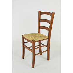 Tommychairs - Set 2 chaises Venice pour la Cuisine et la Salle à Manger, Solide Structure en Bois Coleur Noix et Assise en Paille