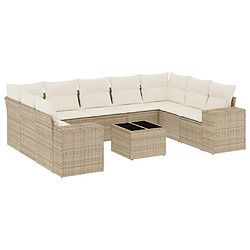 Maison Chic Salon de jardin avec coussins 10 pcs, Ensemble Tables et chaises de jardin, beige résine tressée -GKD877411