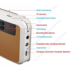 Acheter Universal Haut-parleurs stéréo Bluetooth Radio FM Haut-parleurs portables Radio MP3 Lecture d &'enregistrements Téléphones portables et lampes de poche