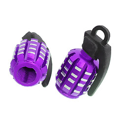 Avis 2pcs Grenades Bouchons Anti-poussière De Valve De Pneu Forme Du Pneu Pour Voiture Moto Vélo -Purple