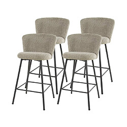 Avis Lisa Design Tenor - lot de quatre tabourets de bar - en tissu bouclette sable