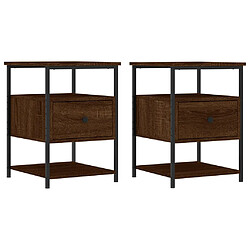 vidaXL Tables de chevet 2pcs chêne marron 40x42x56cm bois d'ingénierie