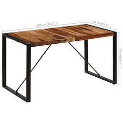 vidaXL Table de salle à manger 140x70x75 cm Bois de Sesham massif pas cher